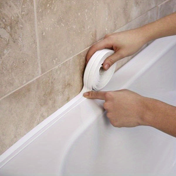 1pc Premium Waterproof Caulk Strip - Quick Install Self-adhesive Tape for Kitchen & Bathroom - Durable Anti-mildew Sealer with Edge Guard, Anti-Scratch Protection - Modern Design, Long-lasting Solution