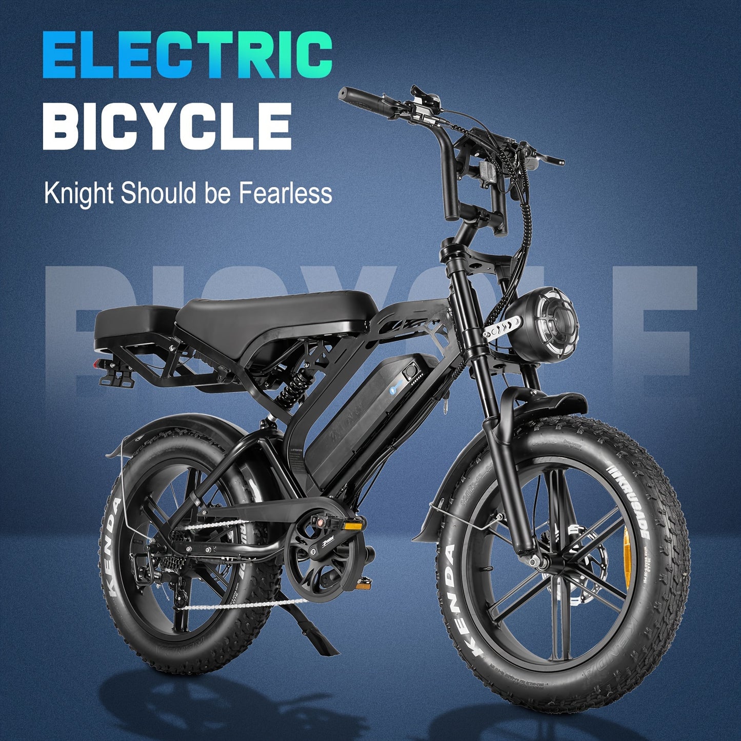Besintu V20pro Electric Bike for Adults - 19MPH, 30-40 Miles Range, Hydraulic Brakes, 749W Motor, Detachable 48V 15.6AH Battery, Rear Seat, Commuter Mountain Bike with Front Fork Suspension, 7 Gears, 20"x4" Tires - Black