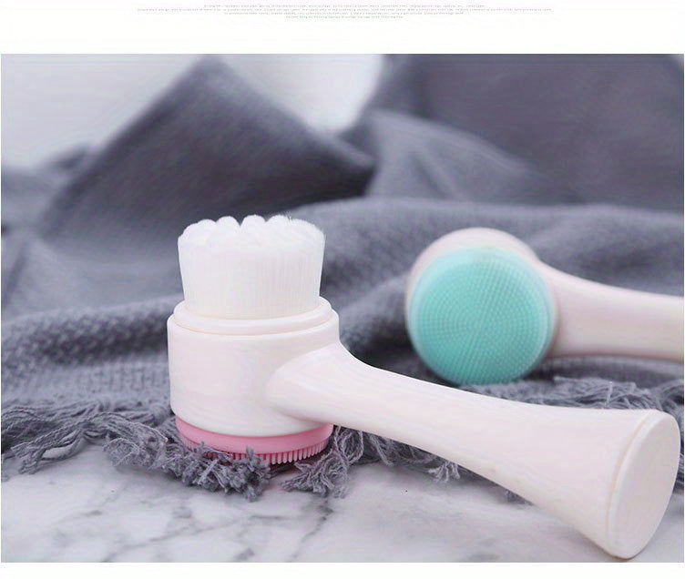 Facial Cleansing Brush, Double-sided Cleaning Tool, Soft Bristle Exfoliator, Cleaner Brush, Scrub Exfoliating Facial Brush For Face Care Makeup Skincare Removal