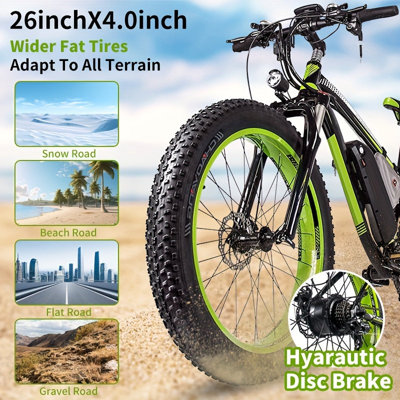 Electric Bike, 720W 26 Inch Fat Tire Mountain Ebike, 19 MPH 12.5AH 48V Battery Bicycle 7Speed Electric Dirt E Bikes, Mountain Bike, Halloween Gift