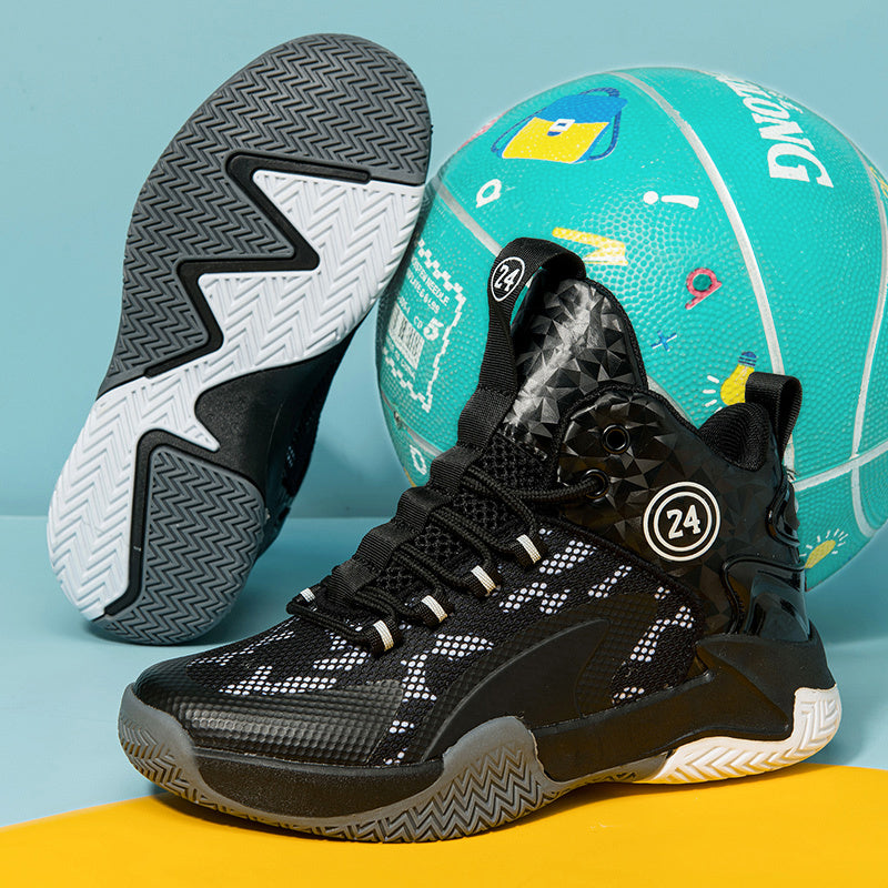 Breathable & Durable Boys' Basketball Sneakers – Lightweight, All-Season Mid-Tops with Rubber Sole