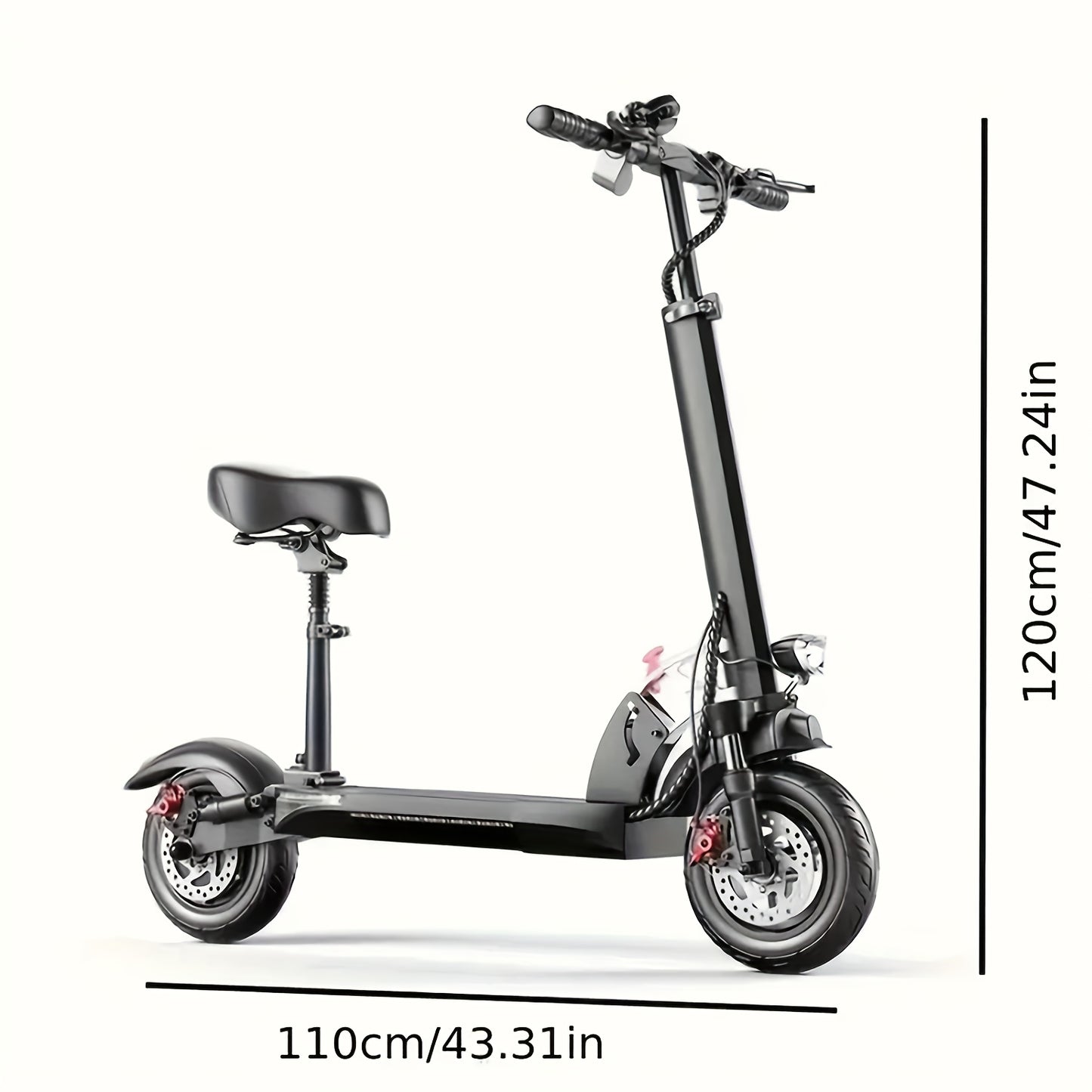 Electric Scooter Adults with Seat, 48v15a 10" Pneumatic Tires City Kick Scooter max 45-55 km max load of 330lbs Dual Brake & Suspension Foldable Commuter E-Scooter with Ambient Lights Halloween Gift