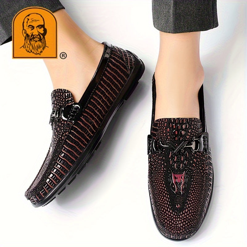 Men's Textured Moc Toe Loafer Shoes, Comfy Non-slip Slip On Shoes, Men's Shoes, Spring And Summer