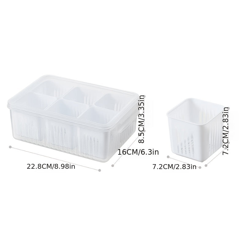 1pc Kitchen scallion storage box 6in 1 scallion ginger garlic fresh-keeping box refrigerator fruit food fresh-keeping drain box