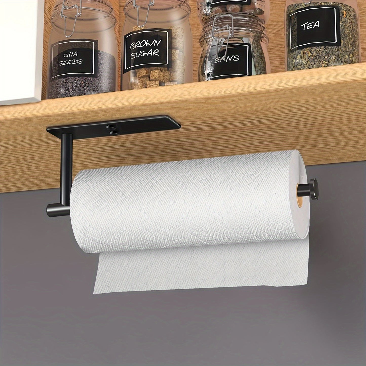 1pc Stainless Steel Self-Adhesive Paper Towel Holder - Space-Saving Wall Mount Design for Kitchen, Counter, Cabinet, and Bathroom - Easy Installation, Punch-Free, and Durable