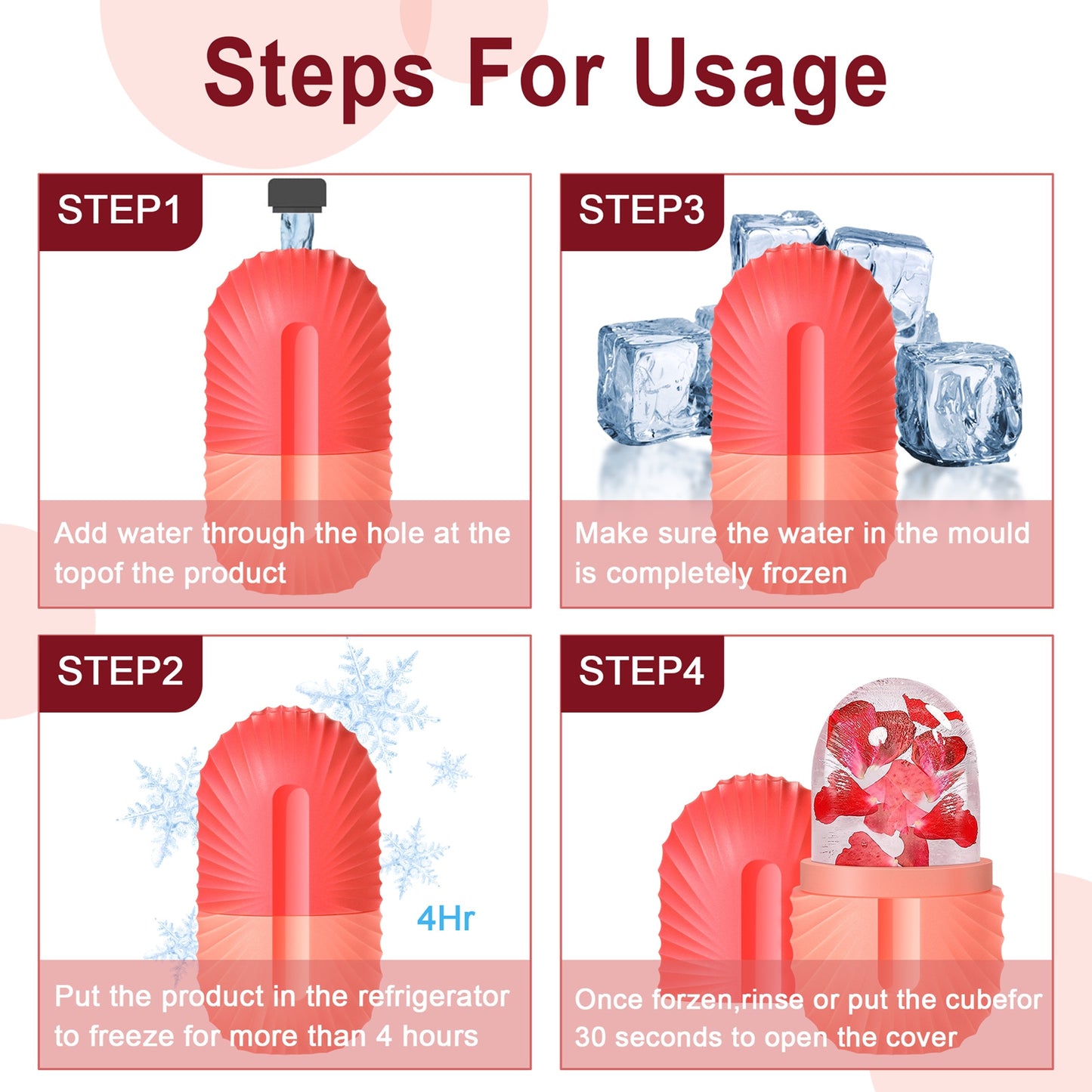 Ice Face Roller, Ice Roller For Face & Eye Puffiness Relief, Facial Massager Contour And Enhance Skin Care & Glow, Ice Facial Roller Mold Cube, Reusable & Leakproof