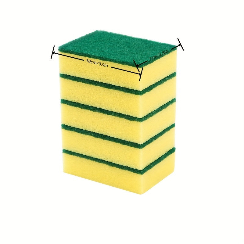 5/10pcs, Dishwashing Sponge, Scouring Pad, Dishwashing Cloth, Kitchen Double-sided Cleaning Brush Pot Brush Bowl Sponge Block, Household Dishwashing Sponge Wipe