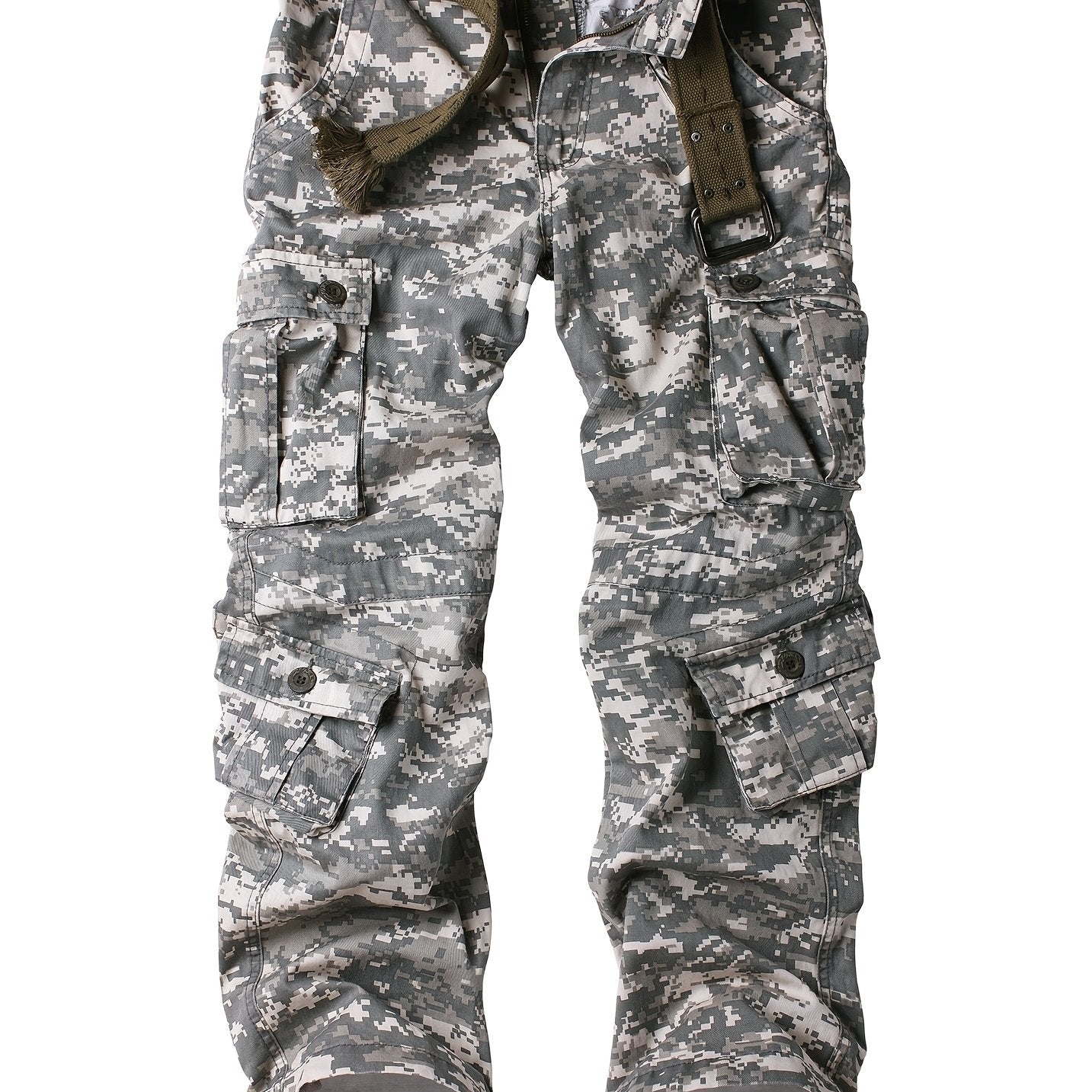 Men's Cotton Camouflage Cargo Pants Multi-Pocket Tactical Loose Fit Regular Length mid Waist Casual Weekend Wear