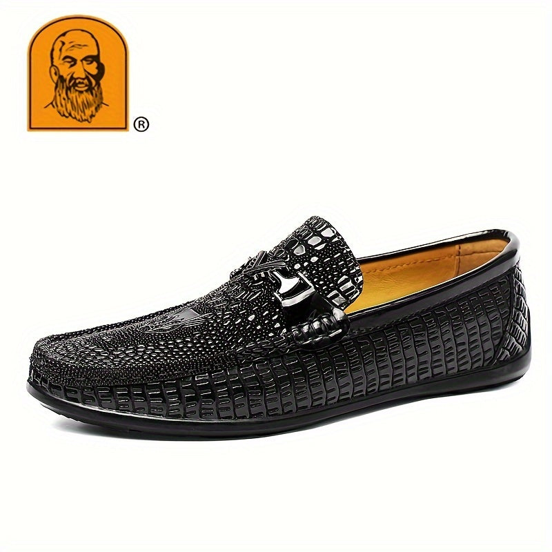 Men's Textured Moc Toe Loafer Shoes, Comfy Non-slip Slip On Shoes, Men's Shoes, Spring And Summer
