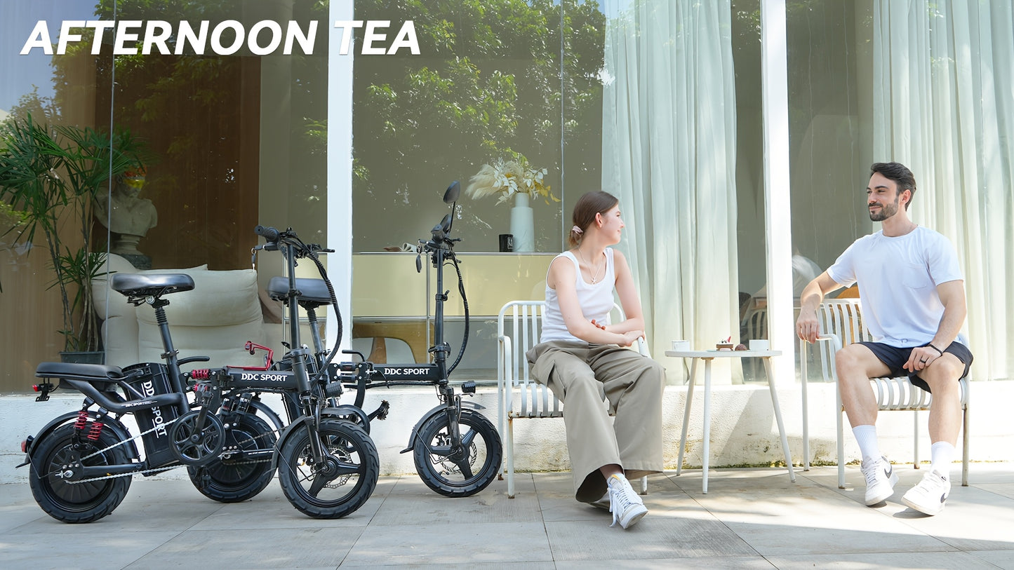 740W Peak Motor, 20 MPH Speed, 48V20Ah Lithium Battery, DDC M1 Electric Bike for Adults, Max Range 40 Miles, Cruise Control, 3-step Folding, 11 Shock, 14 Inch Tires, Commuting, Gifts for Youngster, School, Commuting, Weekend