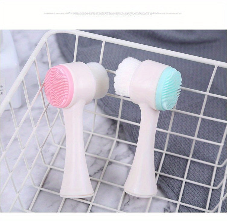 Facial Cleansing Brush, Double-sided Cleaning Tool, Soft Bristle Exfoliator, Cleaner Brush, Scrub Exfoliating Facial Brush For Face Care Makeup Skincare Removal