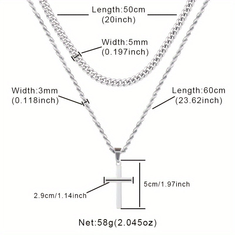 3pcs To My Brother Handmade Rope Cross Pendant Cuba Necklace Father's Day Gift For Him Gift Box Hip Hop Titanium Steel Gift for Him Man Father Best Dad Women Mother's Day Jewelry Waterproof Fashion Trendy Simple Jewelry birth