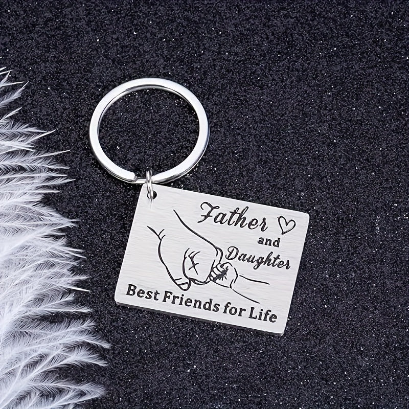 Stainless Steel Keychain for Dad from Daughter, Father Daughter Bonding Themed Keyring, Novelty Women's Key Chain with Ring Buckle, Single Piece, Ideal Gift for Father's Day, Grandparent's Day, Birthdays, Christmas, Valentine