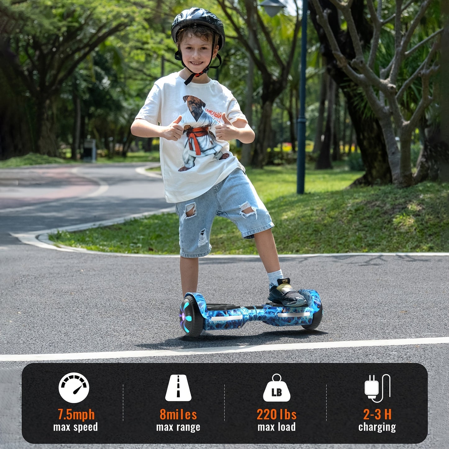 SIMATE Hoverboard For Kids Ages 6+, Self Balancing Scooter With Colorful LED Lights, Gifts For Kids & Teens & Adults, For All Ages (K1/Planet)