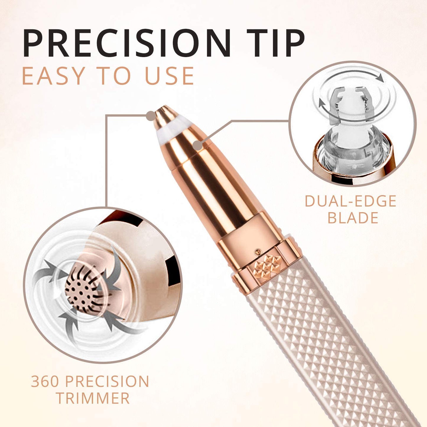 1pc Eyebrow & Facial Hair Removal For Women, 2 In 1 Eyebrow Razor And Painless Hair Shaver Rechargeable With Built-in LED Light For Face Peach Fuzz Eyebrow Lips Body Chin Arms