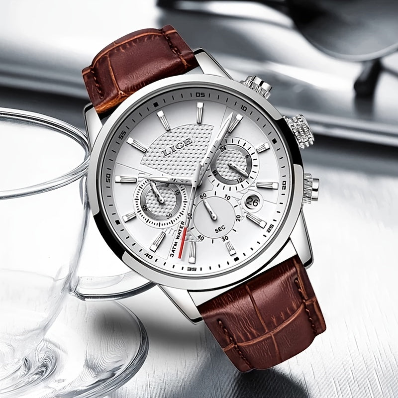 Watches Mens 2022 LIGE Top Brand Luxury Casual Leather Quartz Men's Watch Business Clock Male Sport Date Chronograph