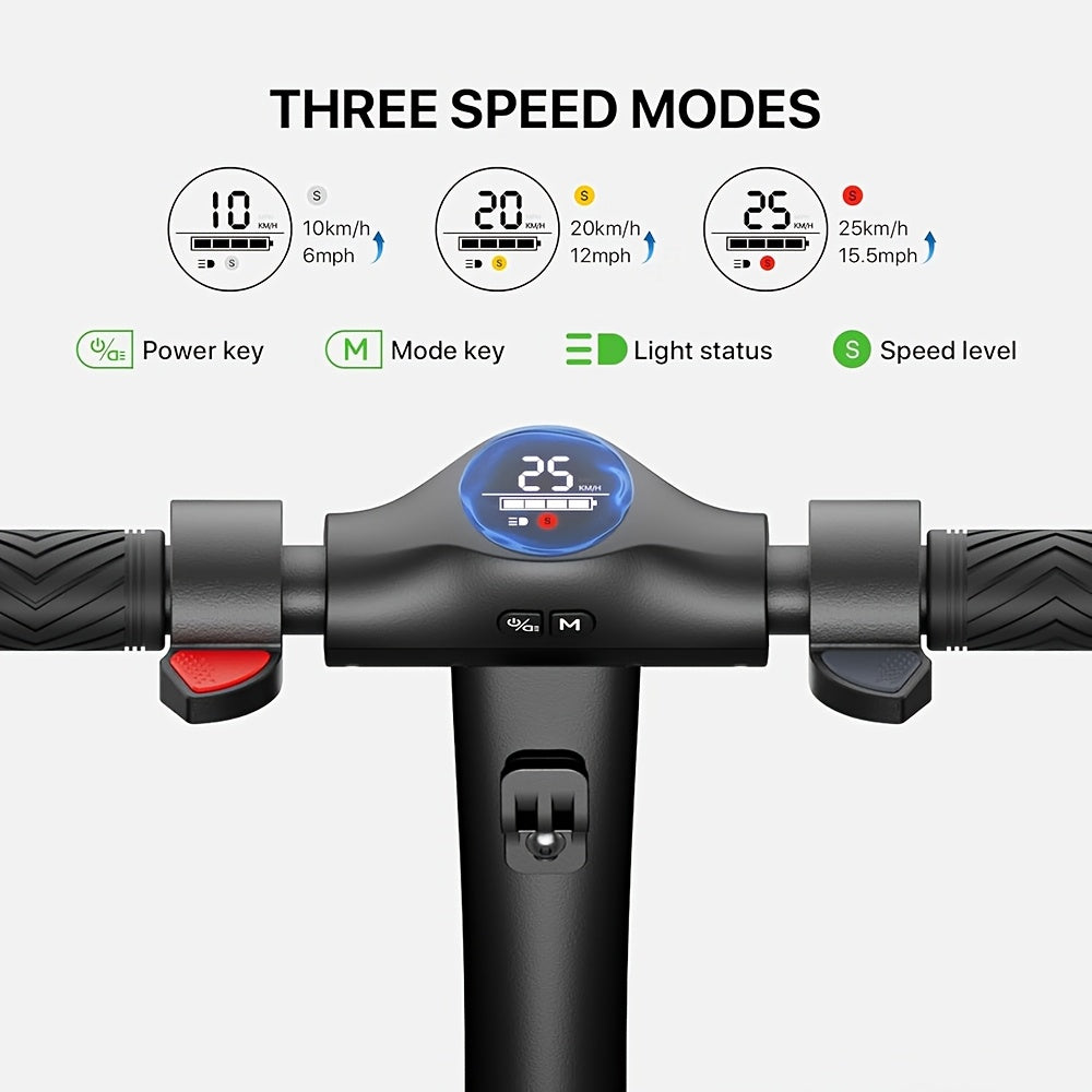 MEGAWHEELS S10 Lightweight & Foldable Electric Scooter With 8" Solid Wheels, Wood Pedal, 7.8AH Battery, Supports 25km/h Max Speed, 3 Speed Modes And 18-22km Long Range, The Electric Motor Scooter Is A Perfect Choice As Christ