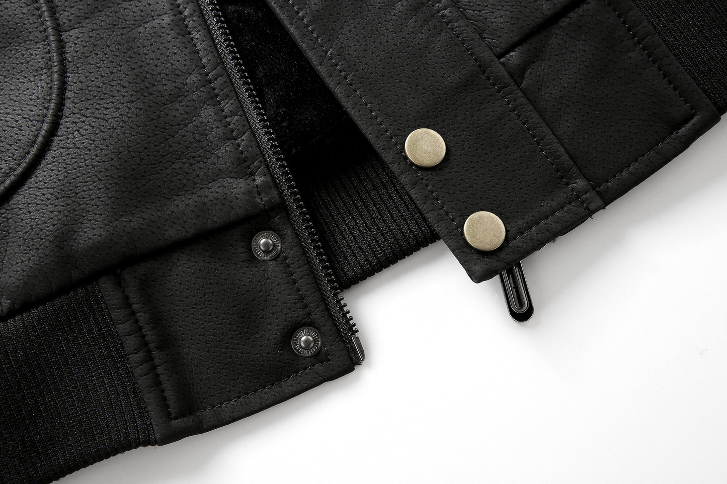 Men's Bomber Motorcycle Leather Jacket Vintage Fleece Faux Leather Jacket Gifts