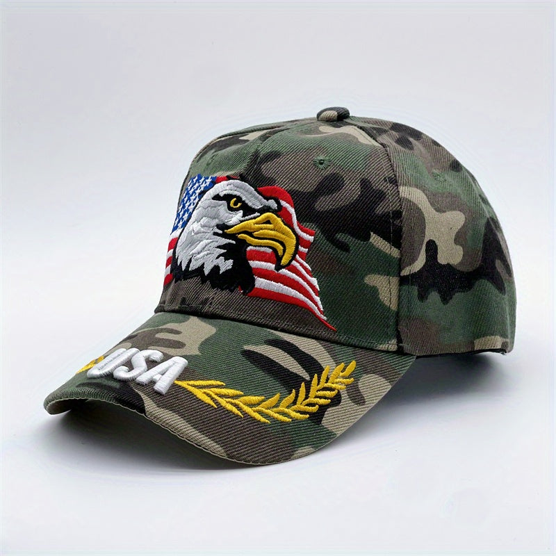 Unisex Eagle Embroidered Baseball Cap - Tactical Camouflage Sunshade Dad Hat with Adjustable Strap - Perfect for Outdoor Enthusiasts and Patriotic Fans