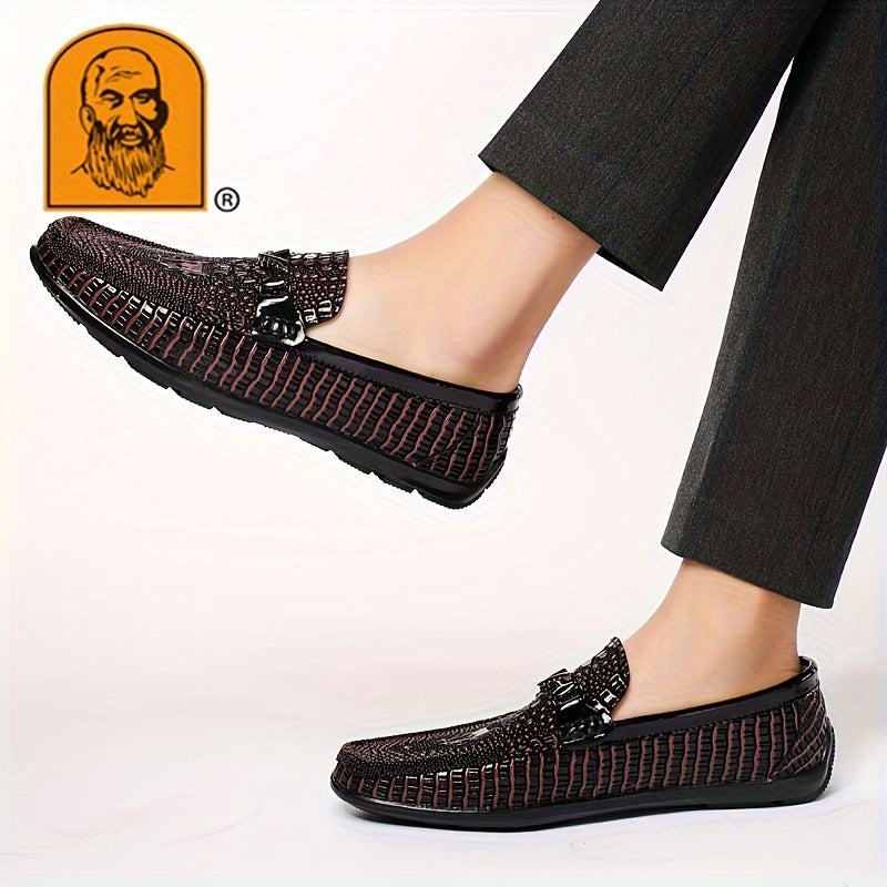 Men's Textured Moc Toe Loafer Shoes, Comfy Non-slip Slip On Shoes, Men's Shoes, Spring And Summer