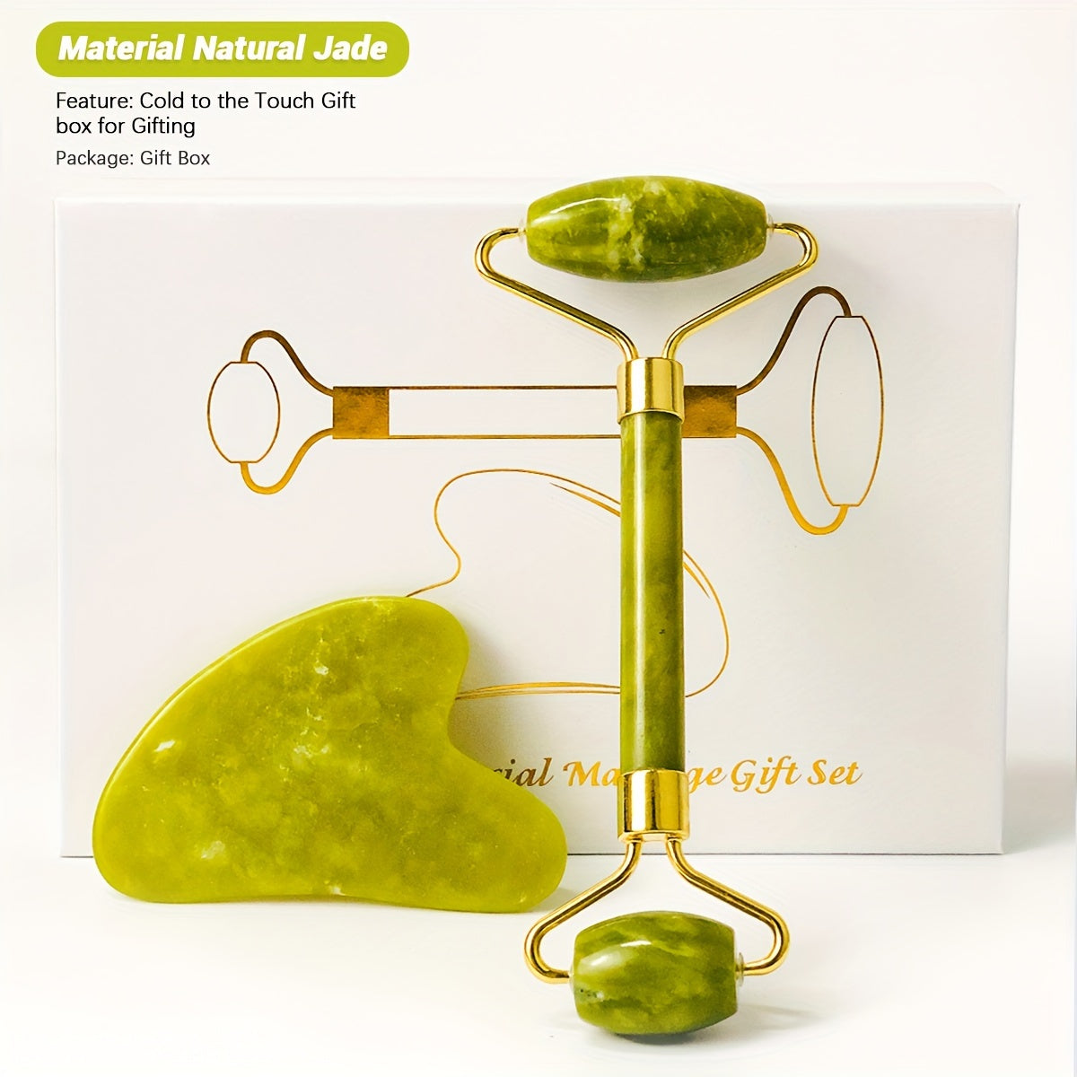 Facial and Eye Roller Massage Stick Non-Natural Pink Crystal Jade Roller Beauty Massager