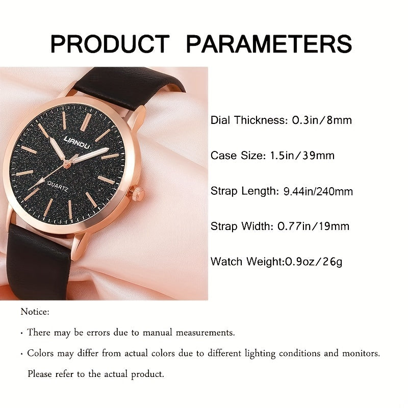 Woman's Quartz Watch Round Rhinestones Shockproof Wristwatch 1Pcs Watch & 1Pcs Bracelet Valentines Gift For Her Woman