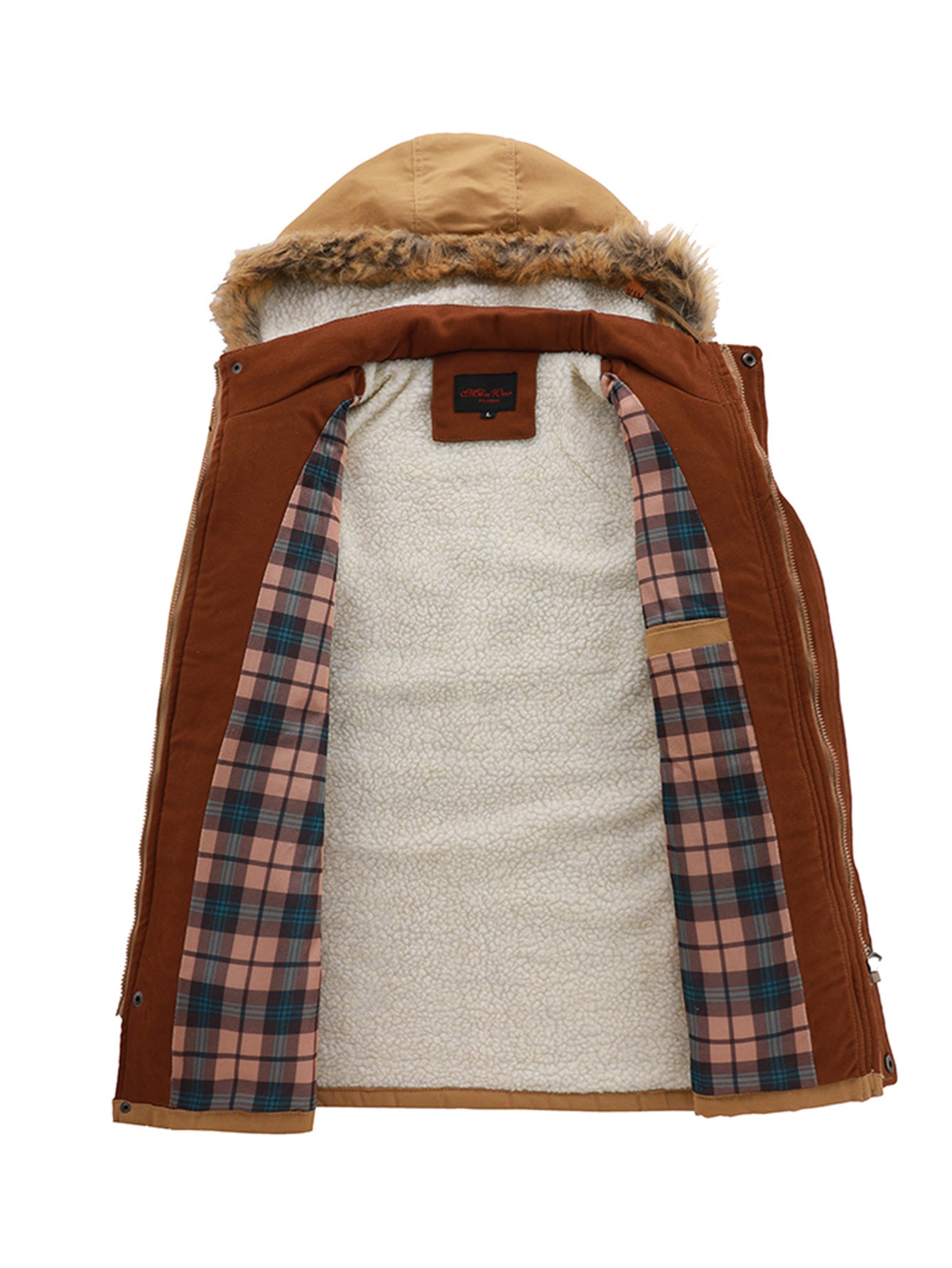 New Men's Fashion Warm And Thick Lamb Woolen Fleece Bomber Jacket Casual Tooling Zipper Hooded Windbreaker Jacket For Winter