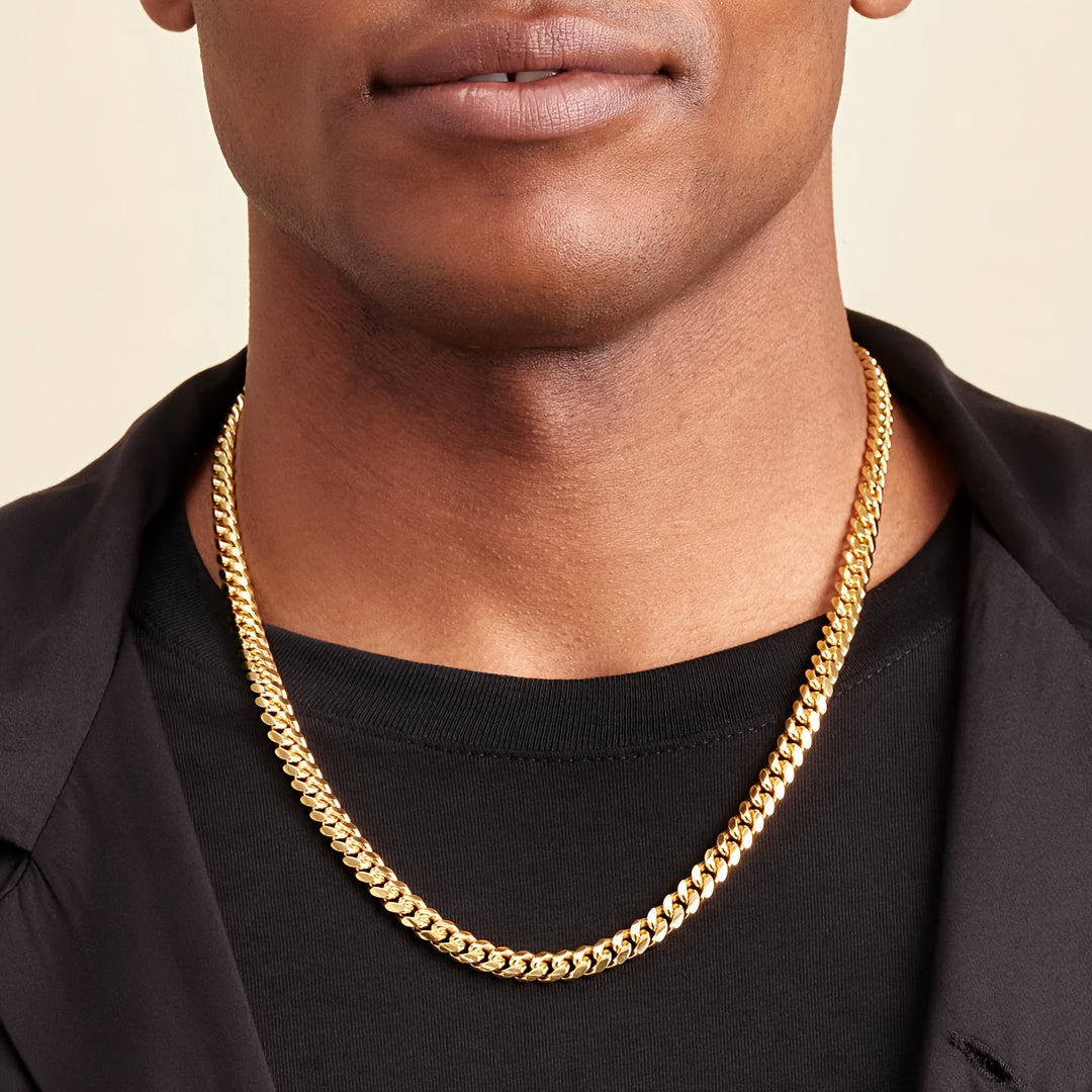 1pc To My Son New Golden Cuba Necklace Father's Day Gift For Him Gift Box Hip Hop Titanium Steel Gift for Him Man Father Best Dad Women Mother's Day Jewelry Waterproof Fashion Trendy Simple Jewelry birthday