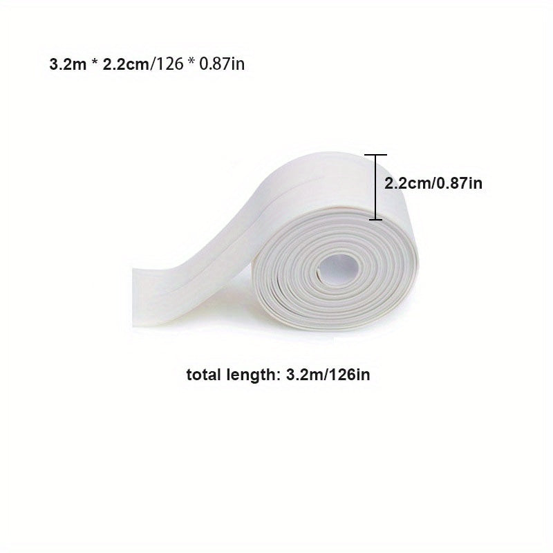 1pc Premium Waterproof Caulk Strip - Quick Install Self-adhesive Tape for Kitchen & Bathroom - Durable Anti-mildew Sealer with Edge Guard, Anti-Scratch Protection - Modern Design, Long-lasting Solution