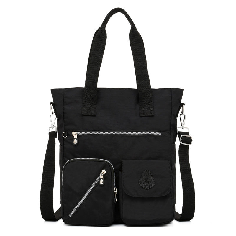 Large Capacity Shoulder Bag, Letter Patch Decor Tote Bag Women's Casual Nylon Handbag