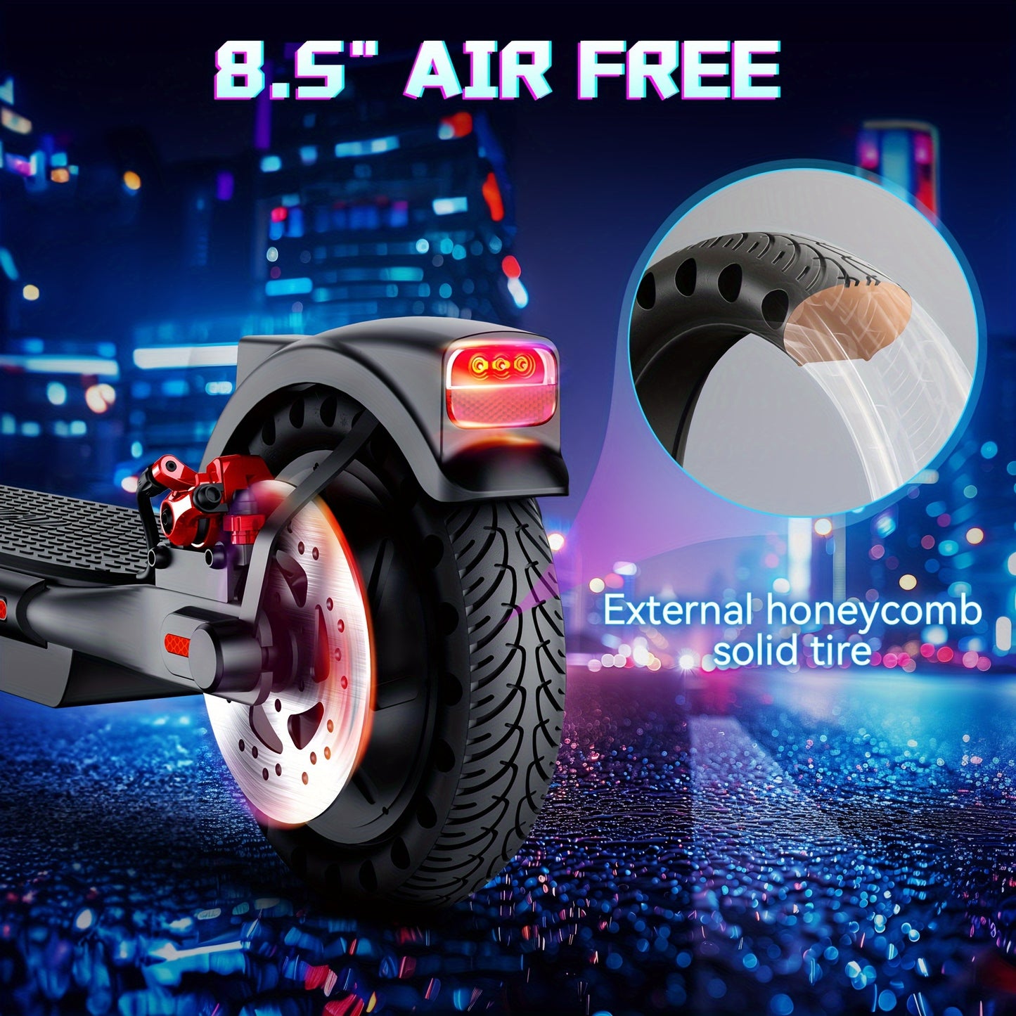 SISIGAD Folding Electric Scooter, 8.5" Solid Tires, 300W Electric Scooter with 15 Miles Long Range, 15MPH Speed Foldable Commuting E-Scooter for Adults