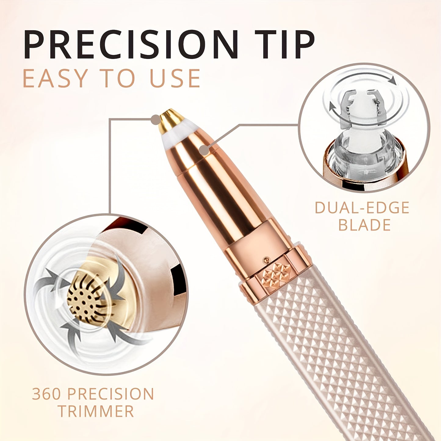 1pc Eyebrow & Facial Hair Removal For Women, 2 In 1 Eyebrow Razor And Painless Hair Shaver Rechargeable With Built-in LED Light For Face Peach Fuzz Eyebrow Lips Body Chin Arms