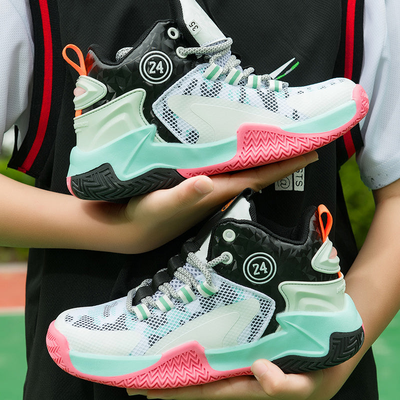 Breathable & Durable Boys' Basketball Sneakers – Lightweight, All-Season Mid-Tops with Rubber Sole