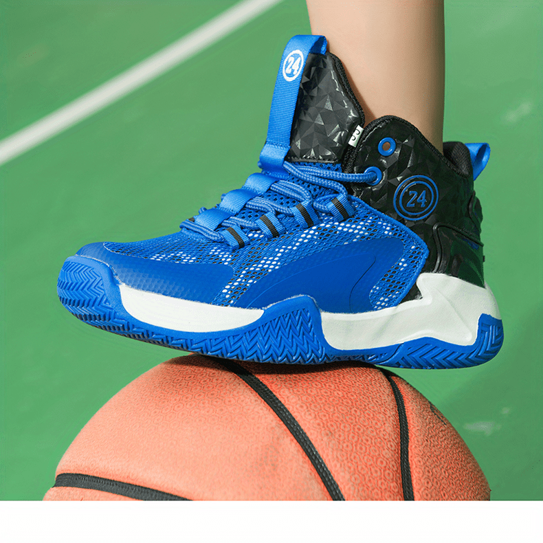 Breathable & Durable Boys' Basketball Sneakers – Lightweight, All-Season Mid-Tops with Rubber Sole