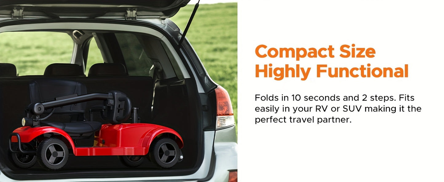 ENGWE Folding 4-Wheel Mobility Scooter, 250W 24V Motor, 15 Miles Long Range For Adults With Detachable Basket, Front Light, 265lbs Max Weight, Halloween Christmas Gifts