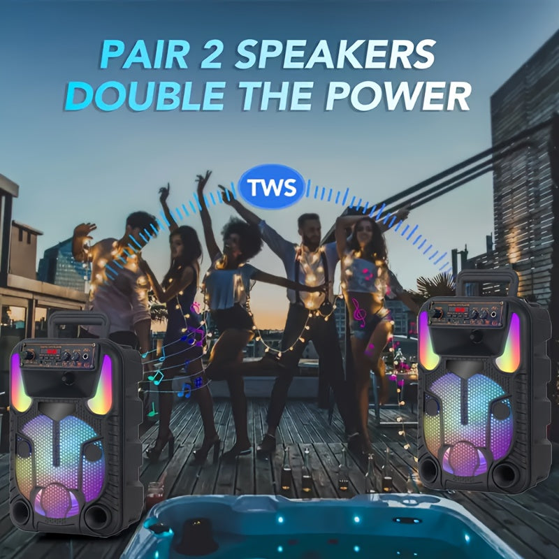 Portable speakers, portable speakers, outdoor speakers, support AUX/FM/USB/TF, with a microphone and a charging cable