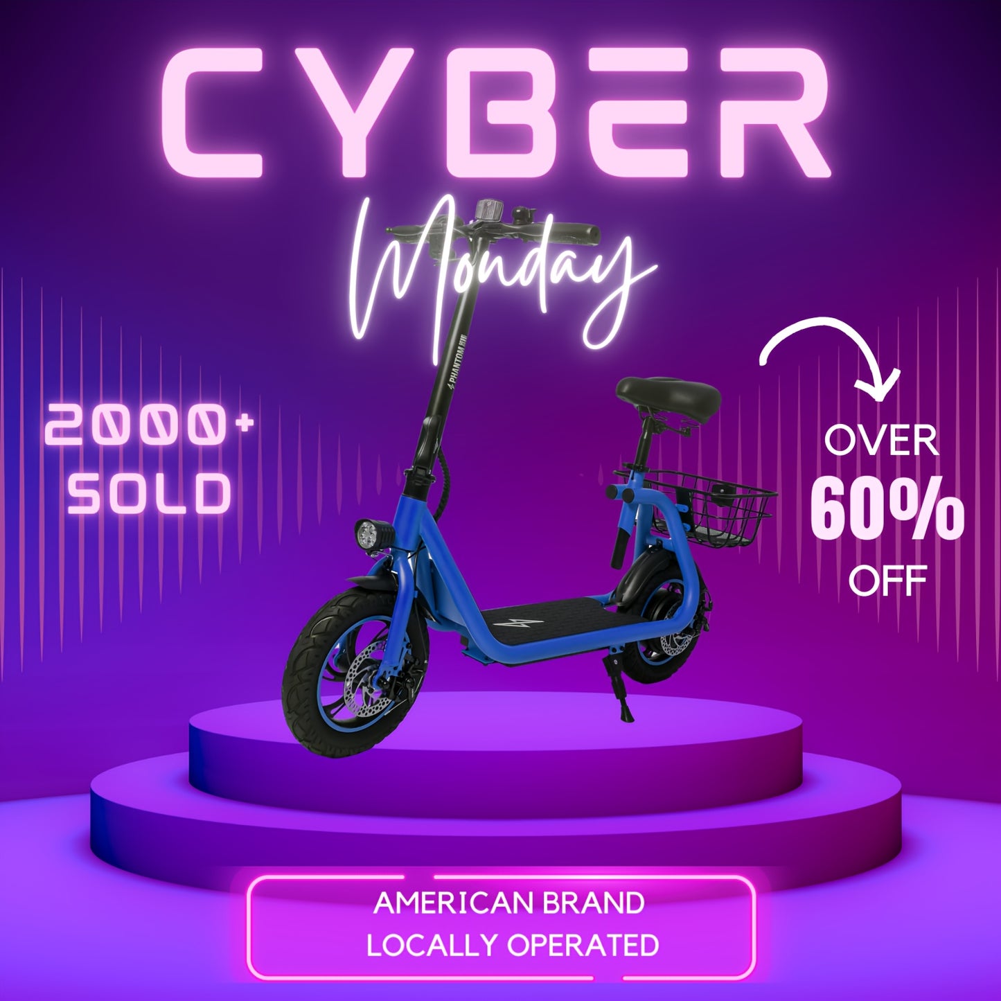 Electric Scooter for Adults - Foldable Scooter with Seat & Carry Basket - 450W Brushless Motor 36V - 15MPH 265lbs Max Load E Mopeds for Adults - Neon