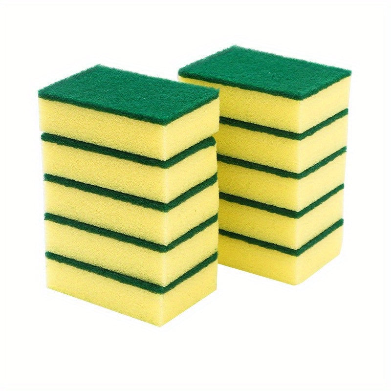 5/10pcs, Dishwashing Sponge, Scouring Pad, Dishwashing Cloth, Kitchen Double-sided Cleaning Brush Pot Brush Bowl Sponge Block, Household Dishwashing Sponge Wipe