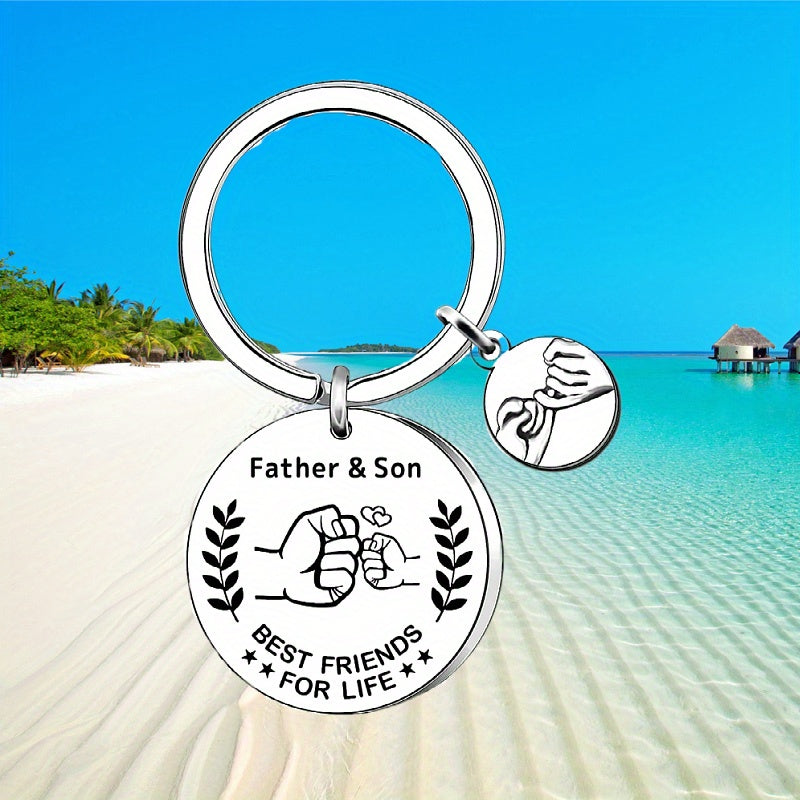Dad Keychain Gifts From Son Stainless Steel Key Chain Ring Father & Son Best Friends For Life Key Chain Birthday Father's Day Gift For Dad Father Papa
