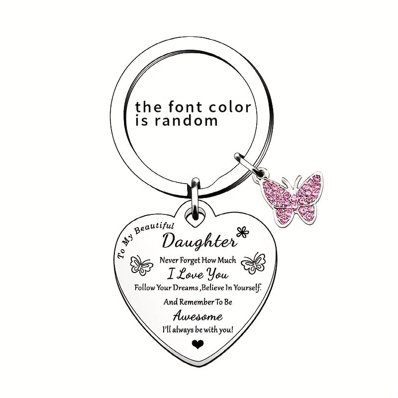 1pc, As A Souvenir For My Daughter, Keychain, Keychain, Keychain, Father And Mother's Birthday Gift, Christmas Graduation, Lovely Heart, Great Memory, I Love You
