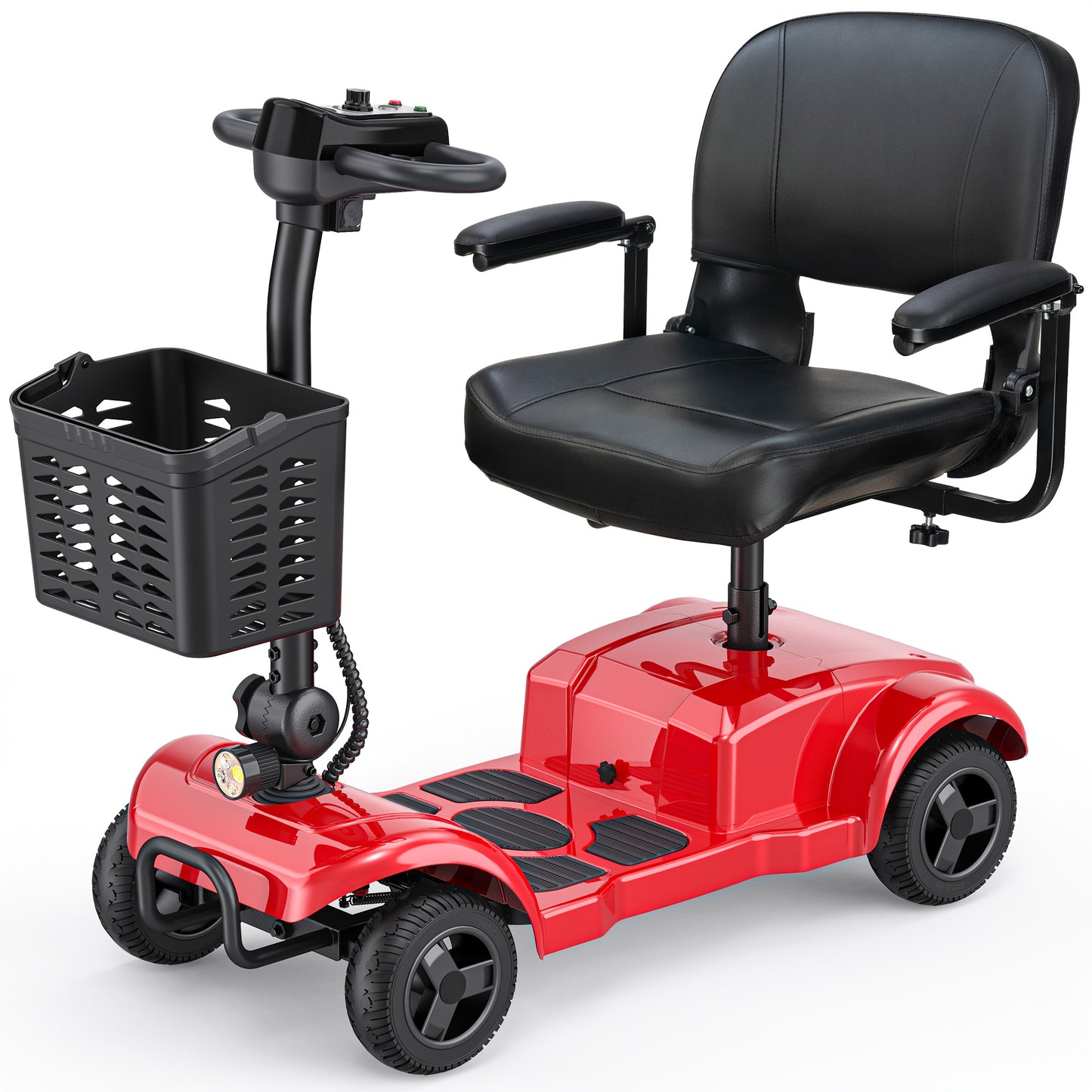 ENGWE Folding 4-Wheel Electric Mobility Scooter, 250W 24V Motor, Electric Scooter With 15 Miles Long Range For Adults, Detachable Basket & Front Light, 265lbs Max Load, Great Birthday & New Year Gift, Various Road Conditions,