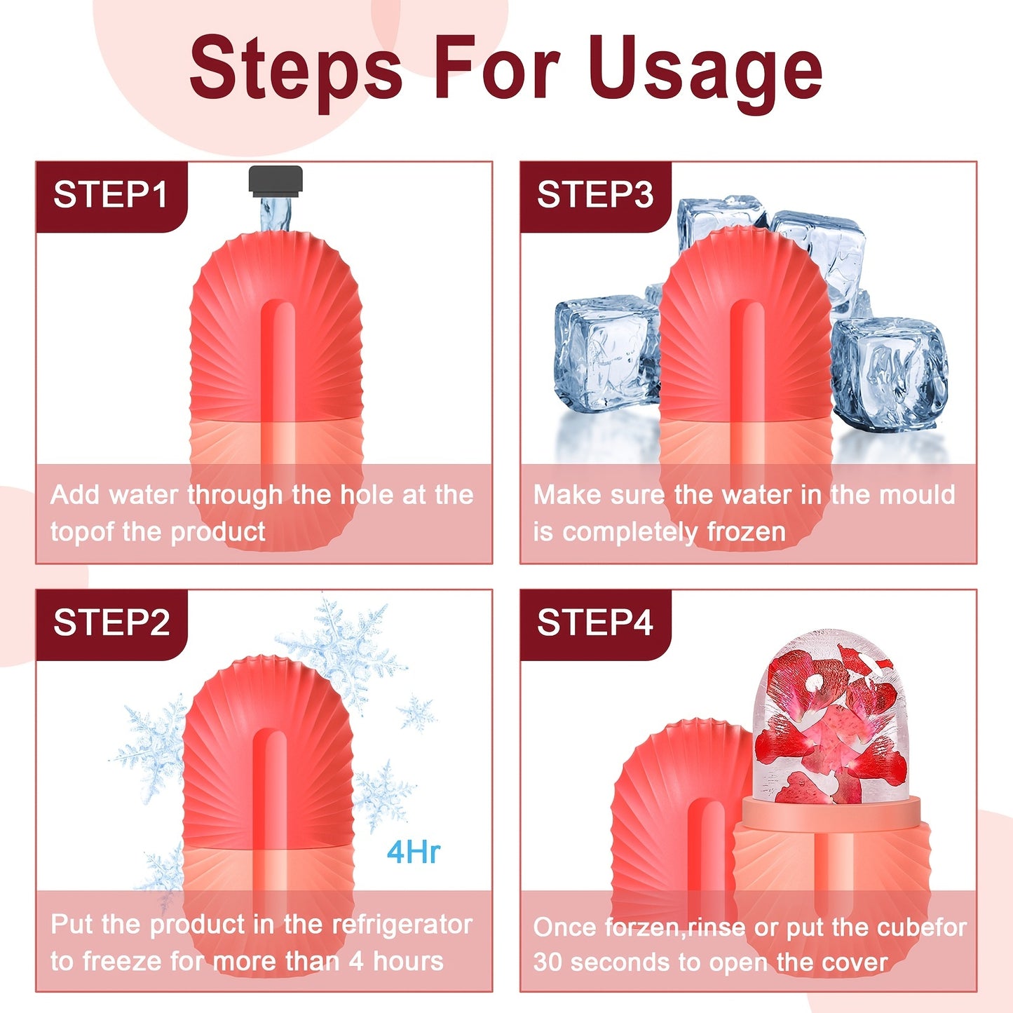 Ice Face Roller, Ice Roller For Face & Eye Puffiness Relief, Facial Massager Contour And Enhance Skin Care & Glow, Ice Facial Roller Mold Cube, Reusable & Leakproof