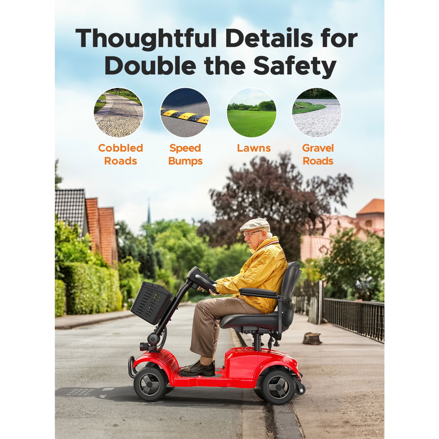 ENGWE Folding 4-Wheel Mobility Scooter, 250W 24V Motor, 15 Miles Long Range For Adults With Detachable Basket, Front Light, 265lbs Max Weight, Halloween Christmas Gifts