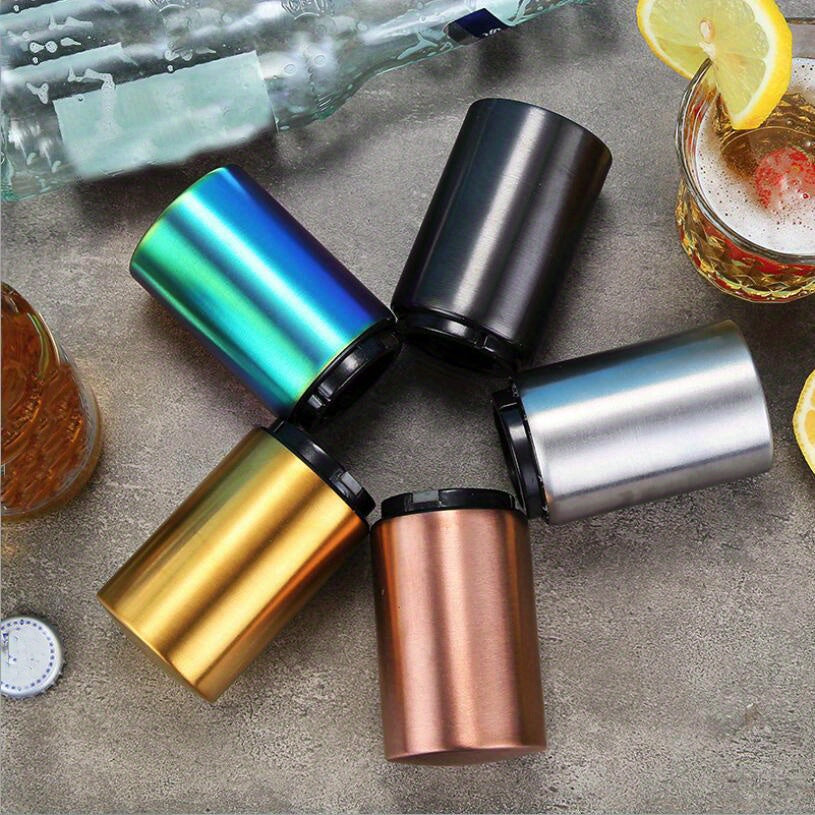 Automatic Beer Bottle Opener,Magnet Beer Opener,Stainless Steel Push Down Opener Wine Beer Soda Cap Opener Kitchen Accessories,Creative Kitchen Tool Magnetic Automatic Press Lid Opener Portable Bar Gadgets,Household Labor-Sav