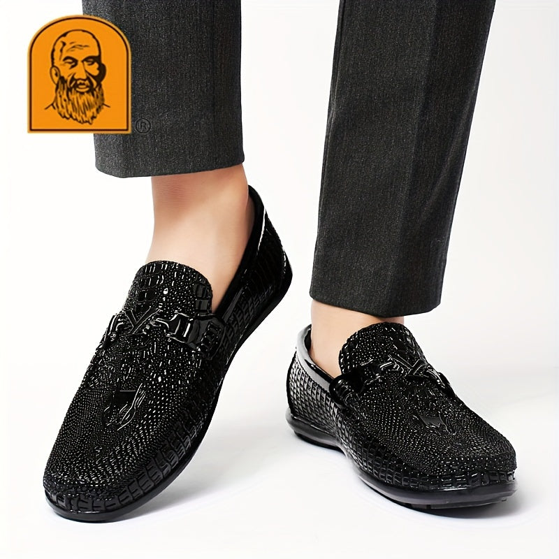 Men's Textured Moc Toe Loafer Shoes, Comfy Non-slip Slip On Shoes, Men's Shoes, Spring And Summer