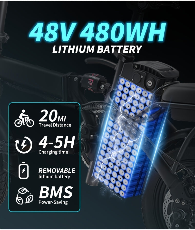 Folding Electric Bike - Powerful Motor, Fast Speed, 14-inch Tires, Commuter-friendly, Light Weight, Long-lasting Battery