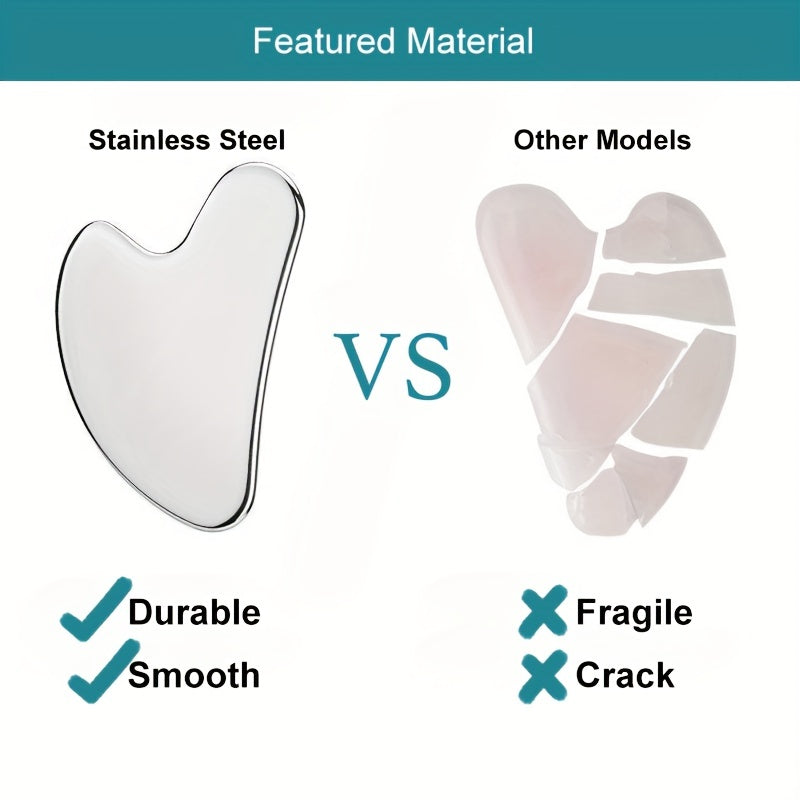 Premium Stainless Steel Gua Sha Facial Tool - Durable Metal Massage Board for Face and Body, Includes Exquisite Gift Box