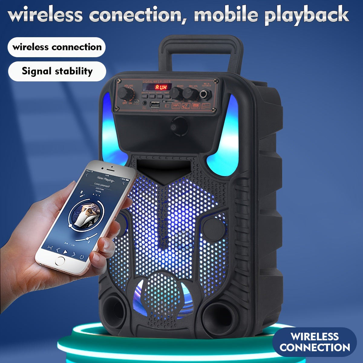 Portable speakers, portable speakers, outdoor speakers, support AUX/FM/USB/TF, with a microphone and a charging cable
