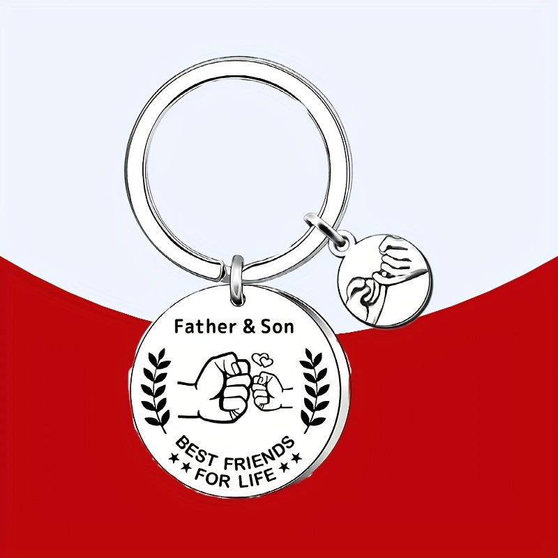 Dad Keychain Gifts From Son Stainless Steel Key Chain Ring Father & Son Best Friends For Life Key Chain Birthday Father's Day Gift For Dad Father Papa