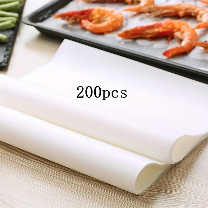 MOREDOR 50/100/200pcs Parchment Paper Baking Sheets, 12 x 16 Inch, Non-Stick, Unbleached Wood Material, for Baking, Cooking, Grilling, Air Fryer, Steaming - Kitchen Accessories Without Battery